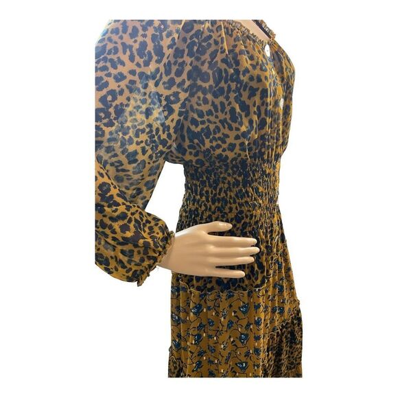 Women’s Leopard Floral Maxi Dress w/Elastic waist. Size M - Picture 6 of 13